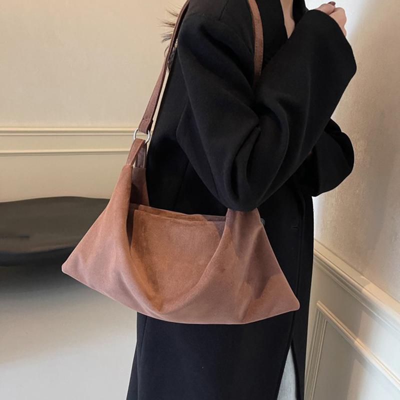 Frosted Vintage Women's Bag Large Capacity Shoulder Bag Solid Color Simple Casual Commuter Bags Autumn Retro Crossbody Bag CLE