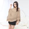 2023 Women's Hooded Tassel Cape Shawl - Plus Size, Solid Color, Loose Fit