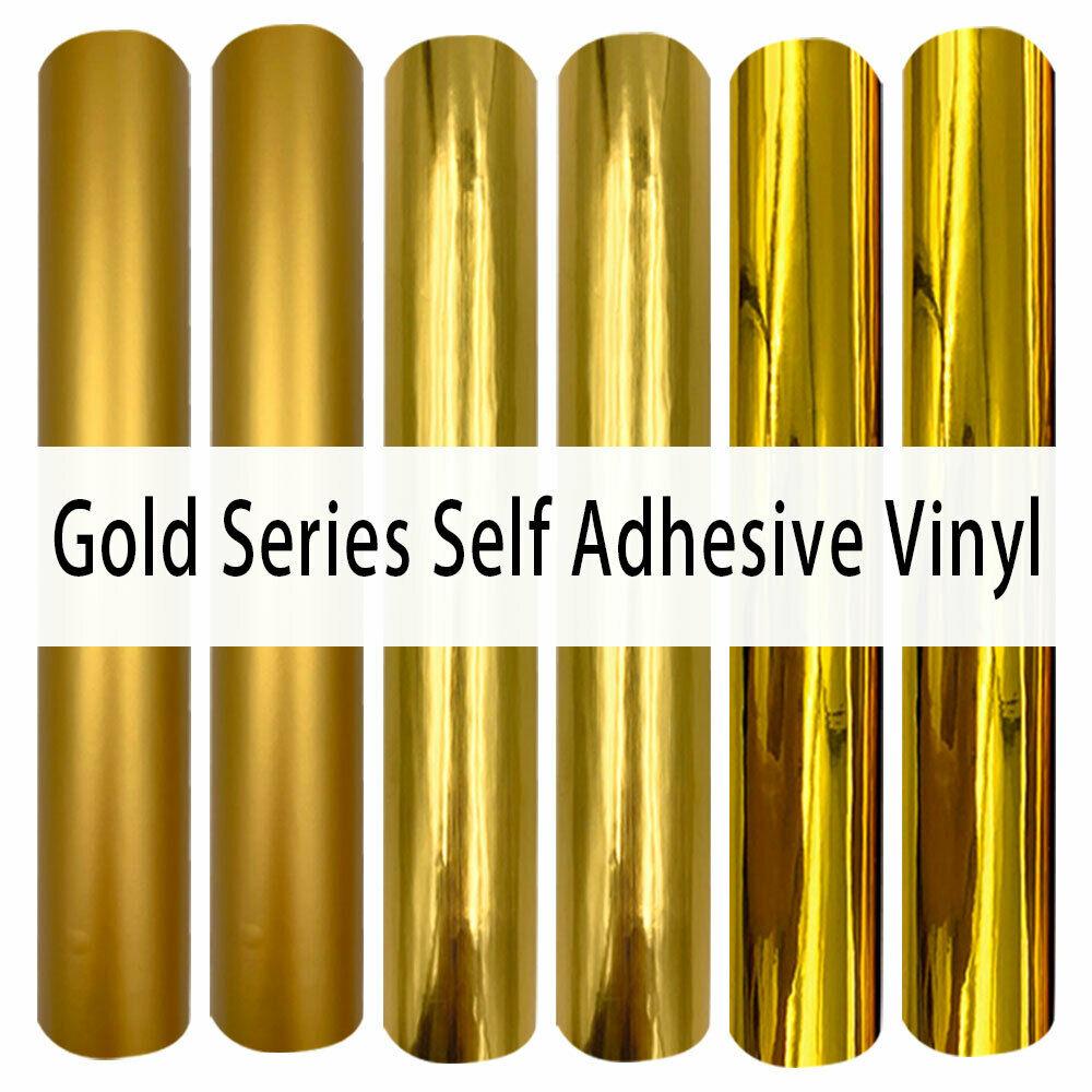Gold Series Permanent Adhesive Craft Vinyl 6pcs 12" x 10" Metal Outdoor Sticker Film for Home Party Mugs Window Decor for cut
