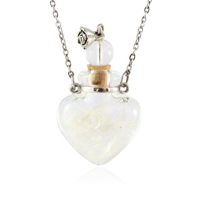 Openable Glaze Vial Pendant Necklace Water Drop Heart Steel Chain Keepsake Jewelry Gift Perfume Mini Bottles Jewellery Necklace