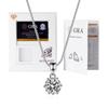Elegant Moissanite Pendant Necklace With Thick White Gold Plating Hexagonal Crown Design Box Chain 21-50cm Adjustable Length