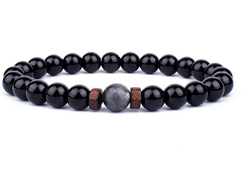 Volcanic and Black Iron Stone Couple Bracelets - Shining Gemstone Style.