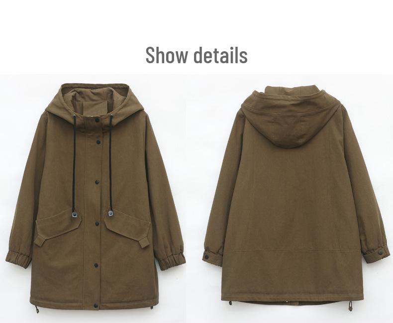 Women's Fashionable Fleece-Lined Parka: Thickened Cotton Jacket - 2024 Winter Outerwear, Loose Fit, Casual Style for Moms.