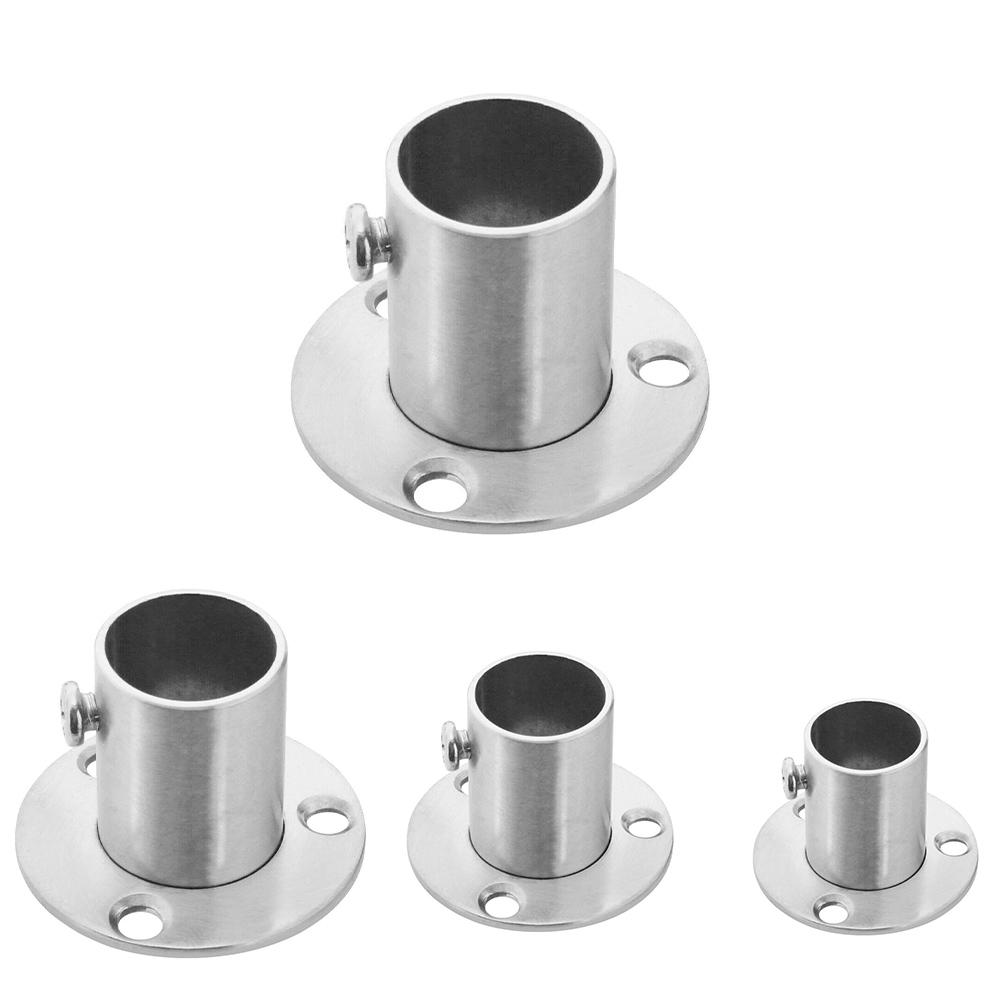 19/22/25/32mm Tube Support Closet Bar Stand Wardrobe Hanging Rail Rod Pole Socket End Flange Brackets Stainless Steel