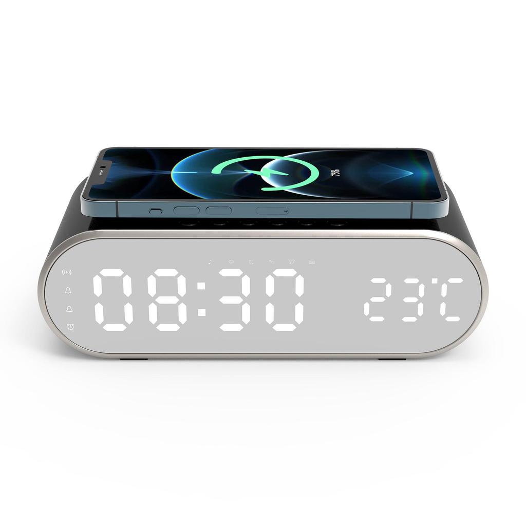 Multifunctional Alarm Clock with 15W Wireless Charging, LED Display, and Perpetual Calendar