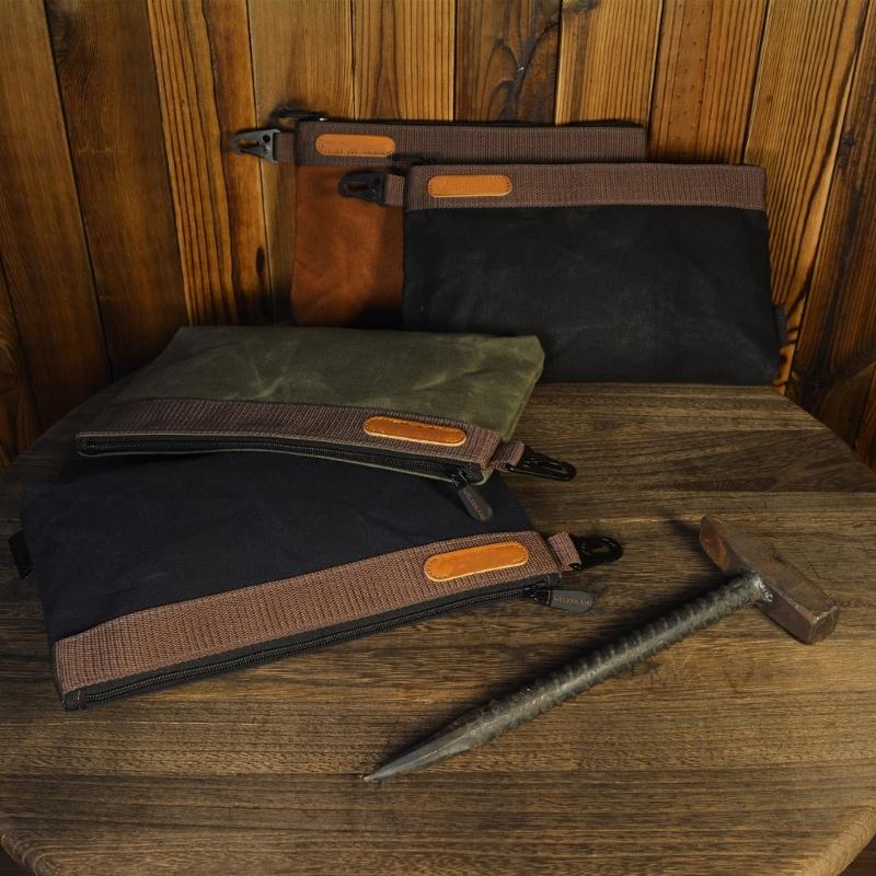 Spacious 12x1x8 Inch Waxed Canvas Tool Pouch with 30% Extra Capacity Secures Full Size Tools Heavy Duty Construction