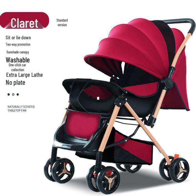 Lightweight Reversible Stroller with Dining Tray - Four-Wheel, Folding, for Infants and Toddlers