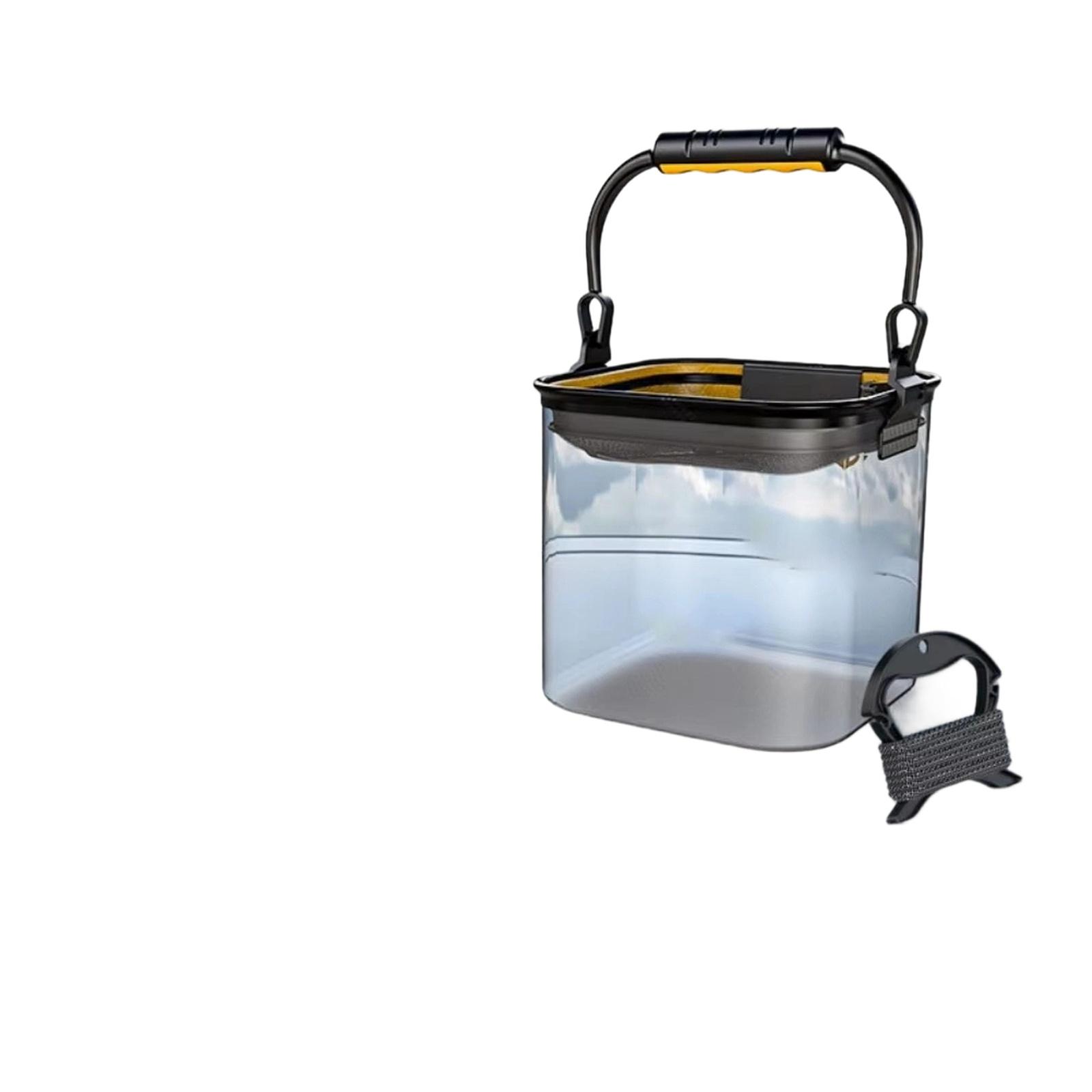 Transparent Foldable Fishing Bucket Live Fish Container Portable Water Pail for Fishing Outdoor Angling