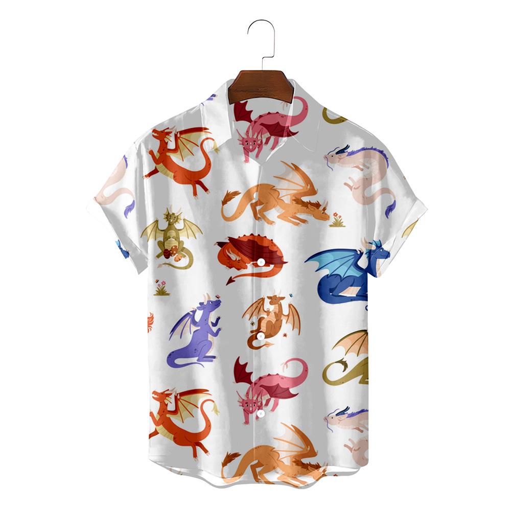 Funny Dinosaur Hawaiian Shirts 3d Print Casual Men Women Summer Beach Short Sleeve Blouse Fashion Men's Vocation Lapel Camisa