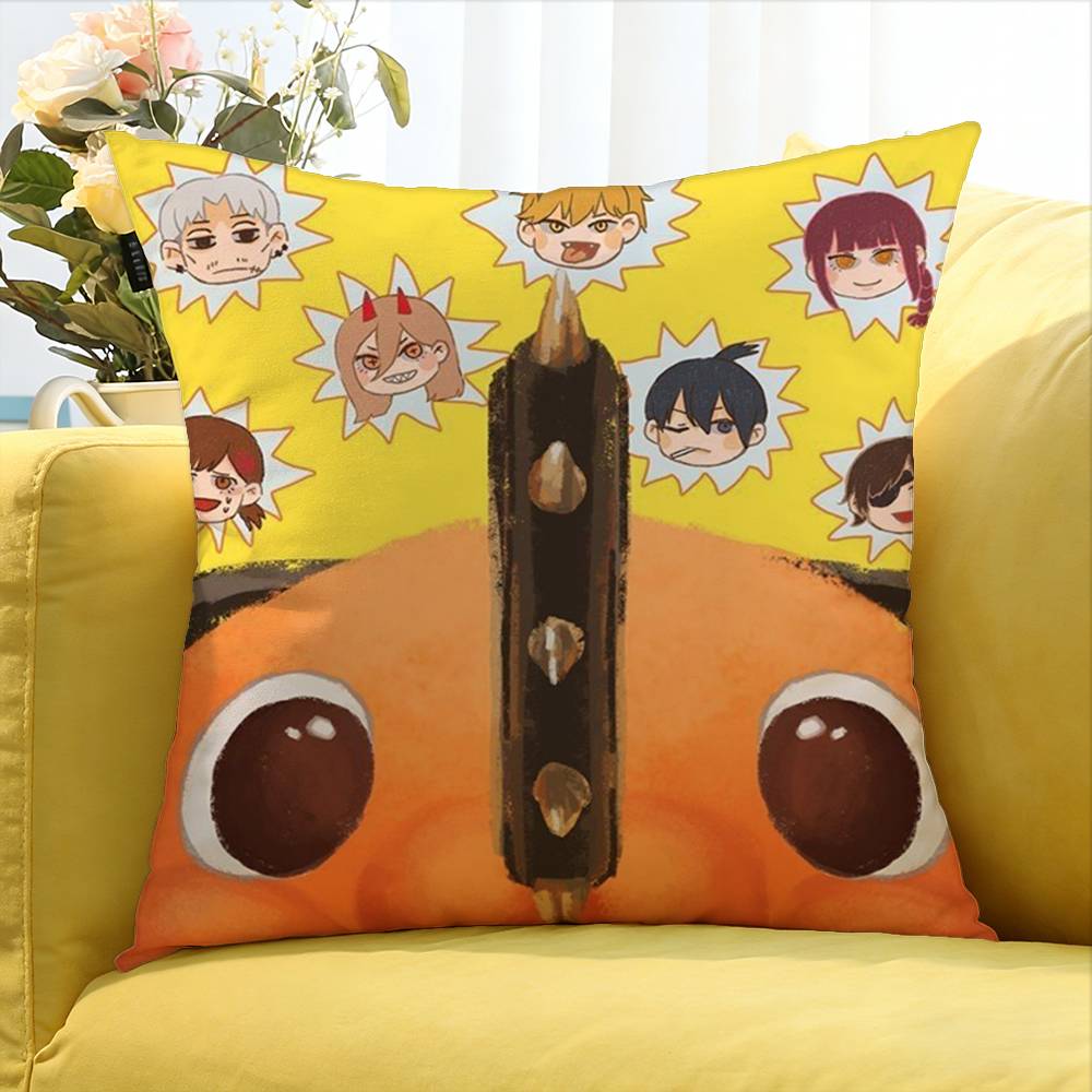 P-Pochita World Various Sizes Square Pillow Case For Car Home Bedchamber Decor