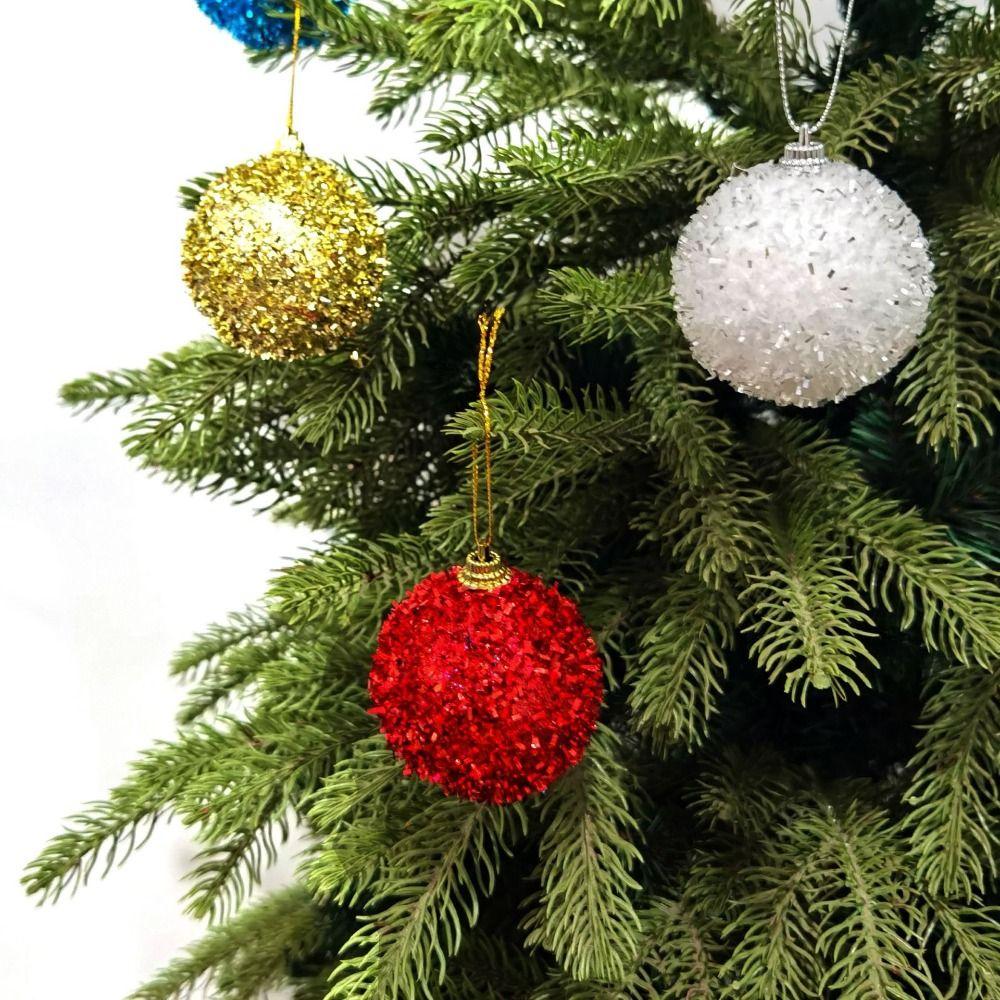6Pcs/Set Creative Christmas Decoration Pendant 6cm Solid Color Christmas Tree Decoration Shatterproof Elegant