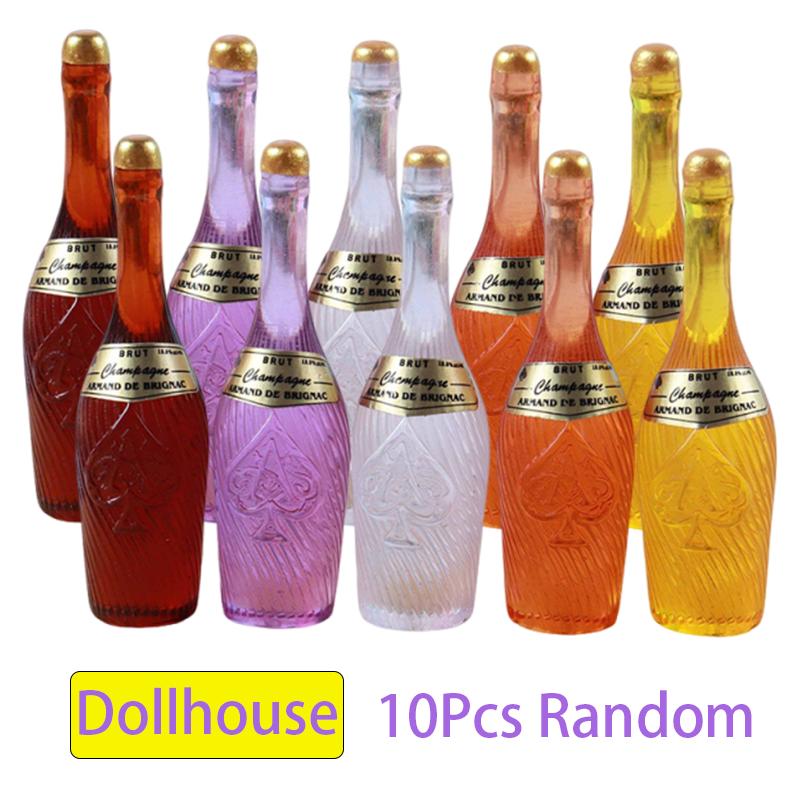 10Pcs Dollhouse Miniature Simulation Small Wine Bottle Model DIY Accessories Fridge Magnet Night Light Parking Sign Ornaments