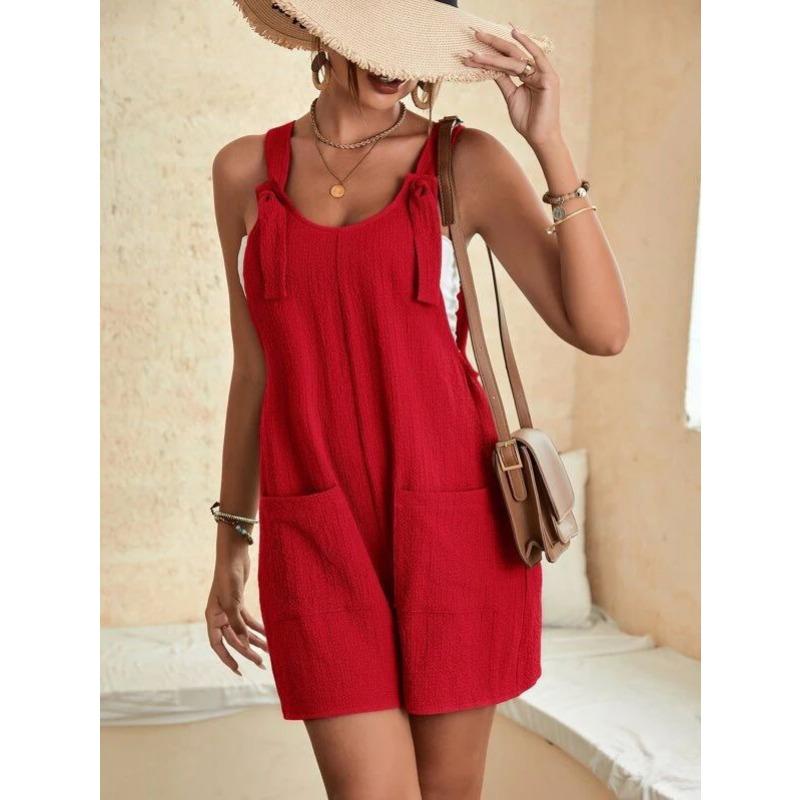 Women's Style, Light Green, Jumpsuit, Adjustable Shoulder Straps, Double Pockets, Summer, Casual, Sleeveless, Jumpsuit