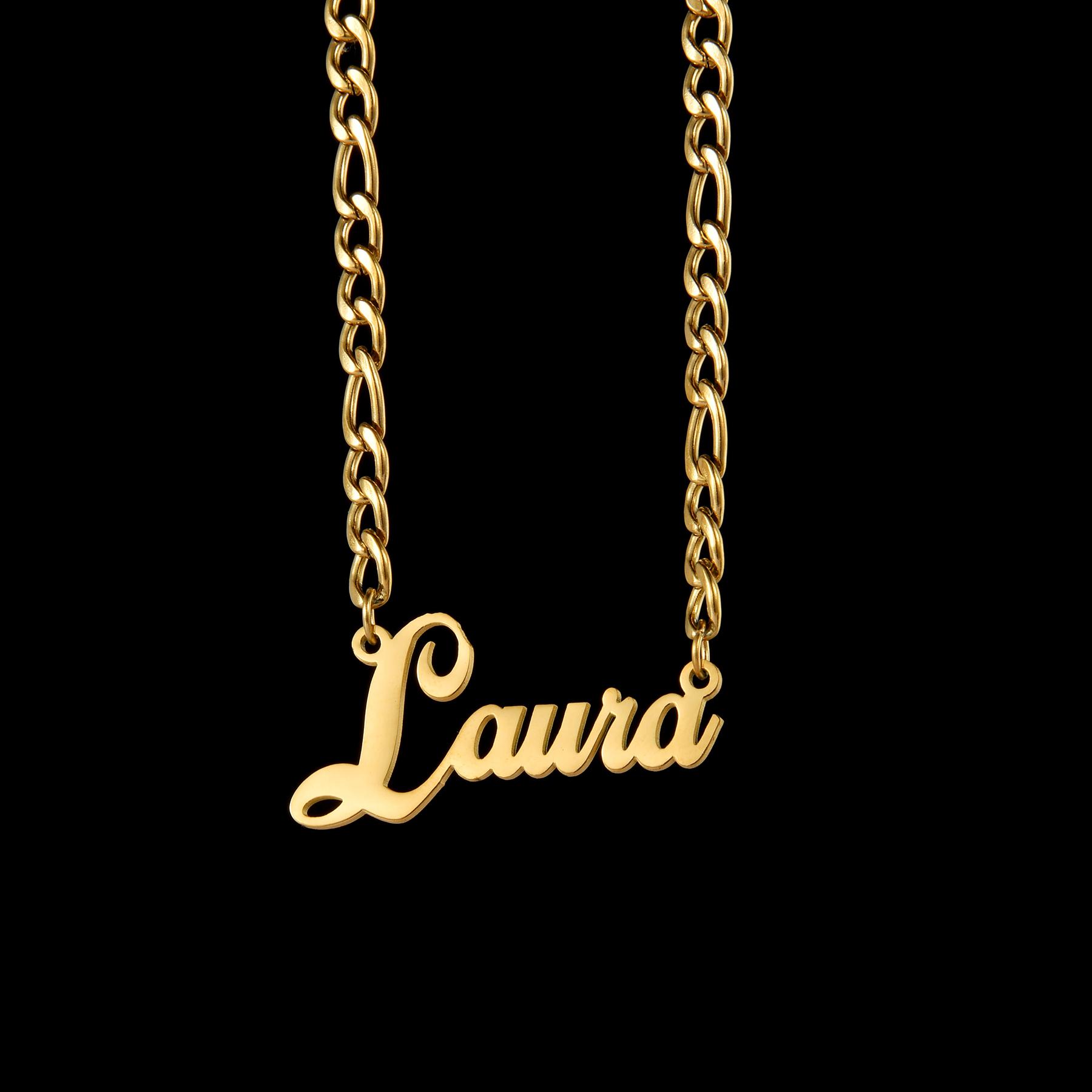

Atoztide Personalized Custom Name Bracelet Necklace Jewelry Set Figaro Chain Pendant Stainless Steel For Women Men Birthday Gift Send the Length&Silver color