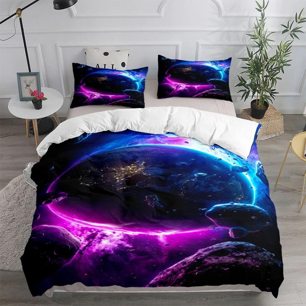 Abstract Space Nebula Duvet Cover Set UK Single Double Queen King  Full King Size Bed Linen Set