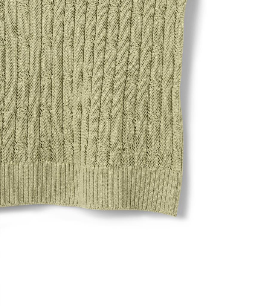 KNITTED Linen Cable Collar Half Knit Sage Green