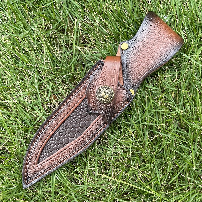 24 cm feststehender Messerhalter mit gerader Klinge, Spaltleder, geprägte Scheide aus Rindsleder, universelle Messerhülle für Jagdmesserholster
