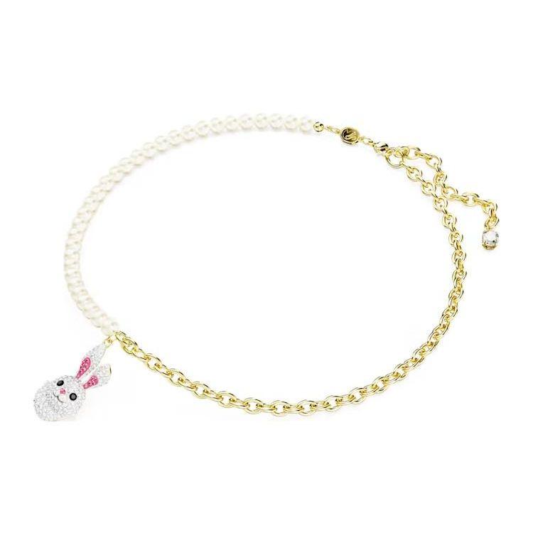 Swarovski Zodiac Rabbit Spliced Rabbit Pendant Necklace Women necklace Gold White 5647970