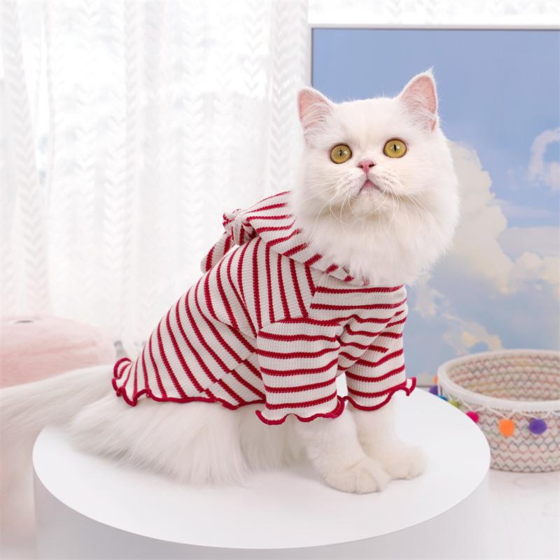 Pet Autumn and Winter Clothing Striped Hat Cat Bigfoot Dog Cat Clothing Teddy Bigbear Dog Supplies