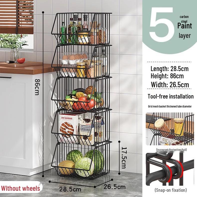 Multi-Layer Floor-Standing Kitchen Rack for Vegetables & Fruits