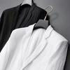 Spring Men's Two-piece Suit Striped Pleated Men Blazer Pants Set Pleated Drawstring Loose Lapel Pockets Thin Formal Business Men Set