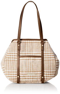 Wełniana torba tote w kratę Rozmiar Beżowy [Isaac] Torba, S, Y72-09-01,