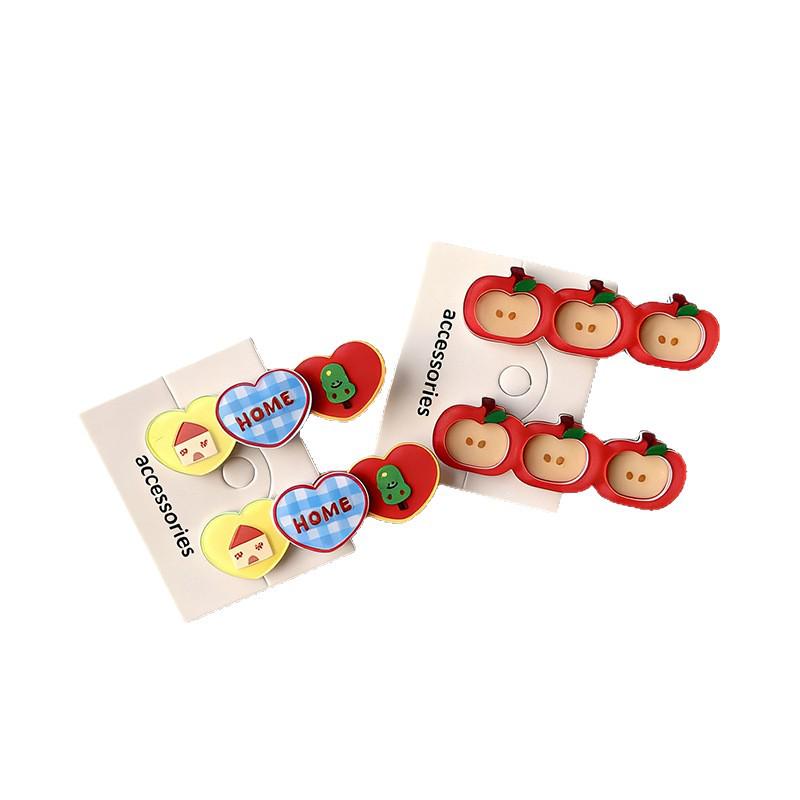 Red Apple Beaded Hair Clip: Sweet, Cute, Girlish Duckbill Clip for Versatile Styling