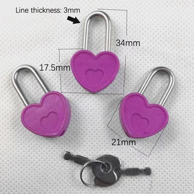 Plastic Case Mini Heart Shape Padlocks Mini Padlocks With  With 2 Keys Lock for Travel Jewelry Box Diary Book Suitcase