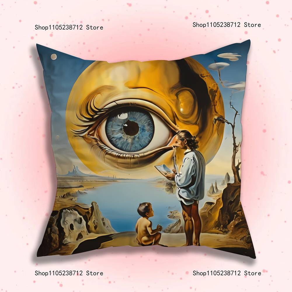 S-Salvador Dali The Persistence Of Memory Clocks Pillow Case Plush Fabric Soft Pillowcase Sided Print Sofa Cushion Cover Throw