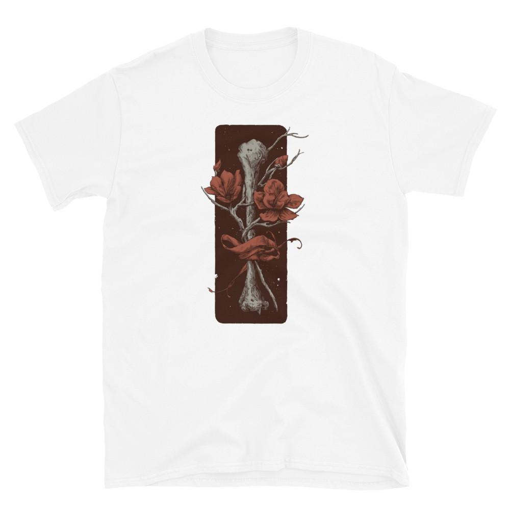 Bone In Bloom T-Shirt Tops Tee - Love Bone Tattoo Art, Roses Skull Graphic Tee