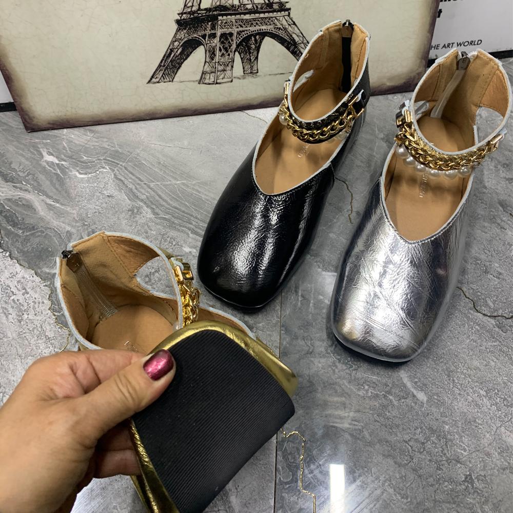 Mode Leder Frauen Schuhe Plus Größe Casual Weibliche Flache Schuhe Antislip Perle Designer Schuhe