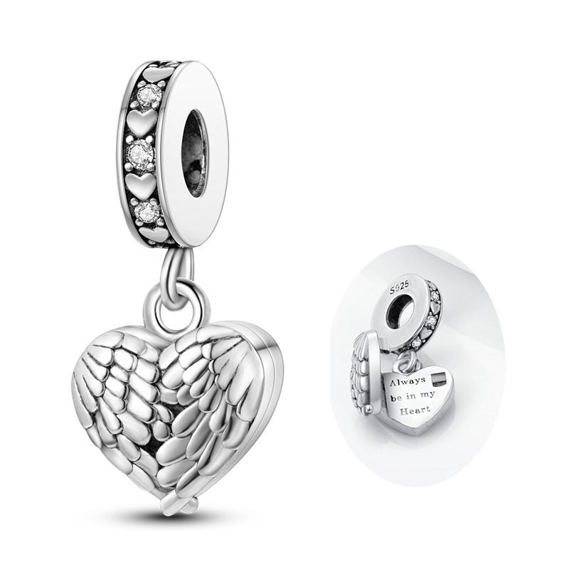 Heart Shape Pendant Inlaid Zircon Love Charms Beads Fit Original Charms Bracelet Copper Friendship Sister Family Gift