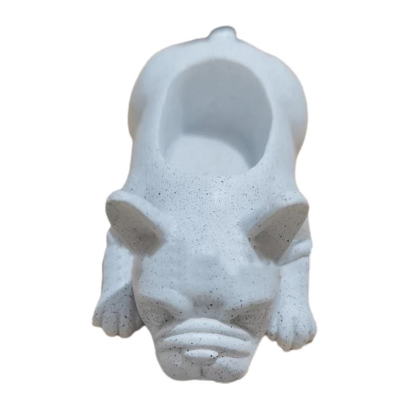 Cute Bulldog Puppy Animal Statue Creative Mini Resin Dog Succulent Planter Small Flower Pot Air Plant Bonsai Potting Container