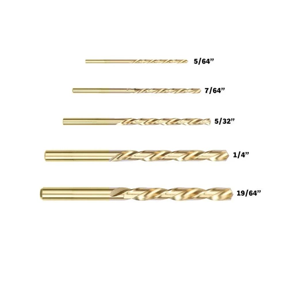 5Pcs Twist Drill Bit Left Hand Drill Straight Shank HSS 3.2-8.7mm Electrical Drill Power Tool Woodworking Carpentry Accessories