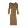 Coffee base knitted dress, high-end sense, super good-looking, with coat and hip skirt inside, children's autumn and winter