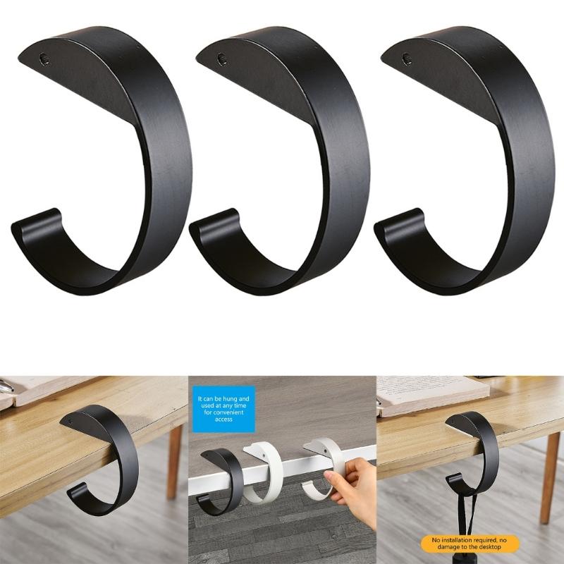Set Of 3 Multipurpose C Shaped Purse Hooks Aluminum Table Hangers For Bags Coat Keys Organization Desk Organizers
