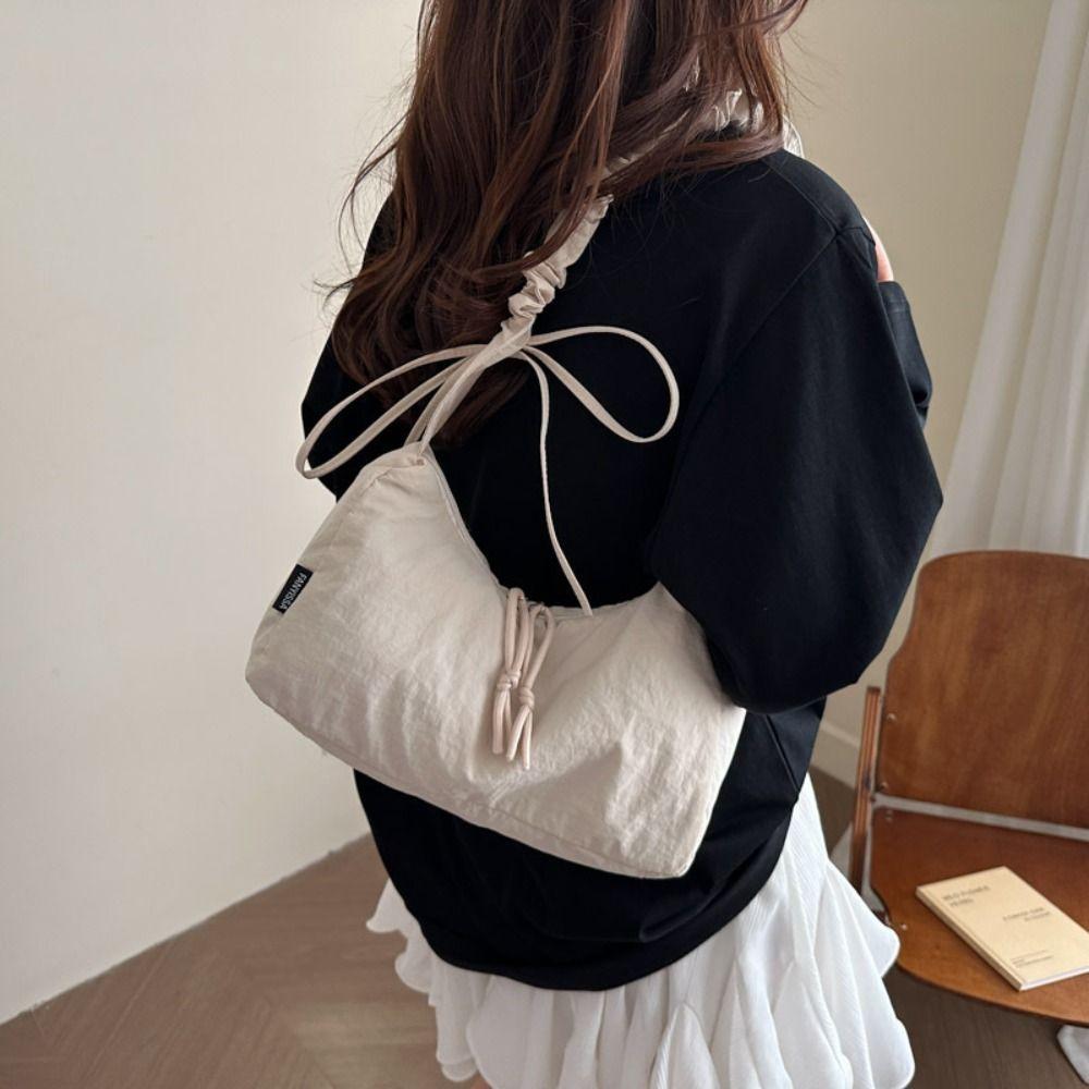 Versatile Pleated Dumpling Bag Lightweight Women's Shoulder Bag Stylish Drawstring Bag  Handbag