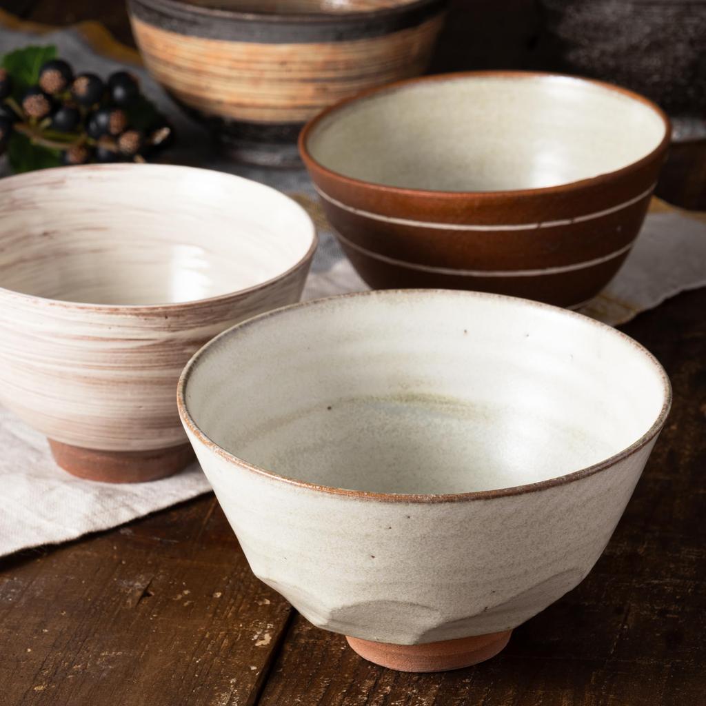 Marui Seito Shigaraki Ware Hechimon Rice Bowl, Diameter 13cm, White Glaze, White, MR-3-4551
