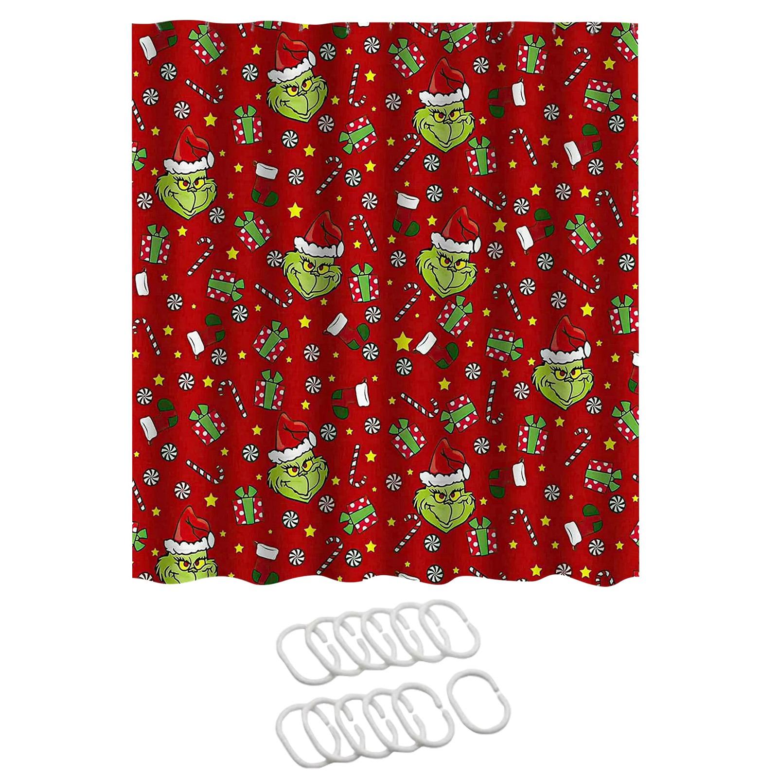 

Шторка для душа 180x180см - Праздничная шторка для ванной на рождественскую тематику, Тканевая шторка для ванной с праздничным узором, Легко устанавливаемый аксессуар для ванной One Size