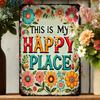 Rustic Aluminum Happy Place Welcome Sign - Durable All-Season Outdoor Metal Decor for Home/Garden/Floral Room