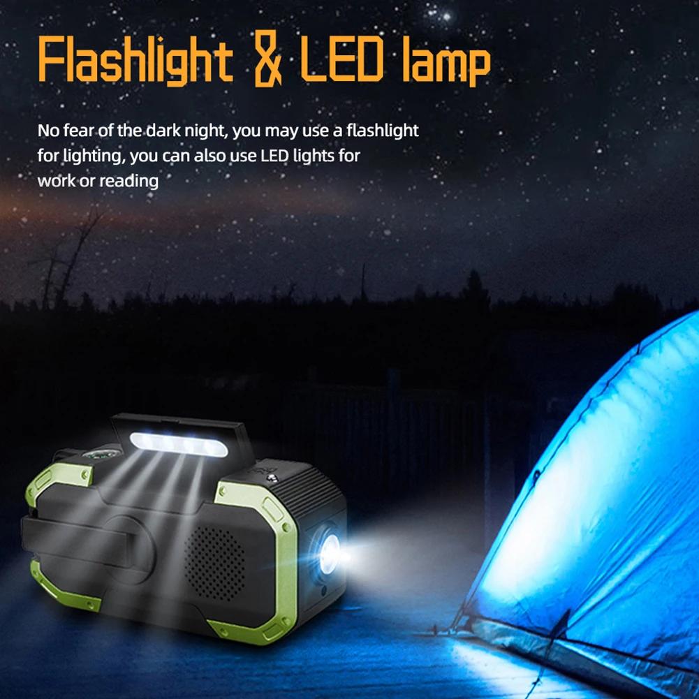 Portable Radio Multifunctional AM/FM Solar Hand Crank Radio with Compass LED Flashlight 5000mAh Power Bank Bluetooth 5.0 Speaker
