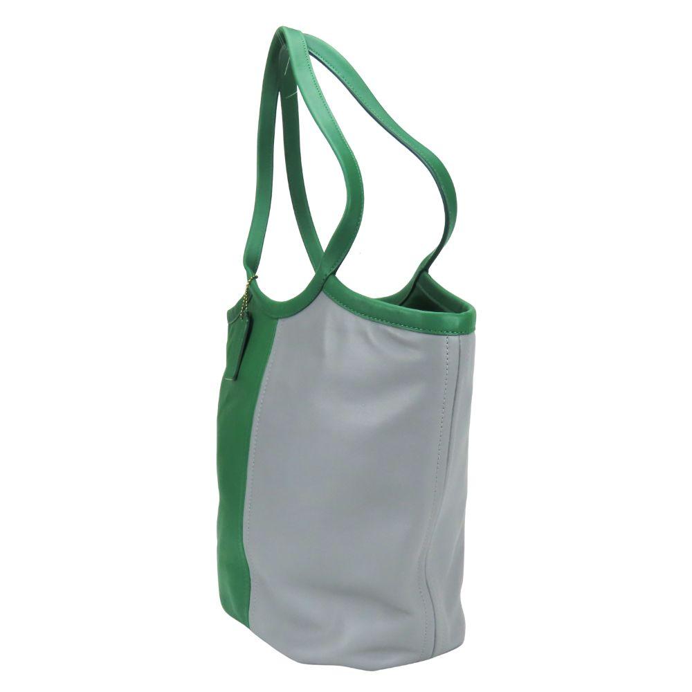 Used COACH Tote Bag By color C2594 leather green gray casual