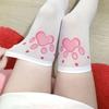 Kawaii Cat Paw Thigh Socks White Print Long Socks Jk Harajuku Expression Over Knee Thigh High Stockings Japanese Cosplay Socks