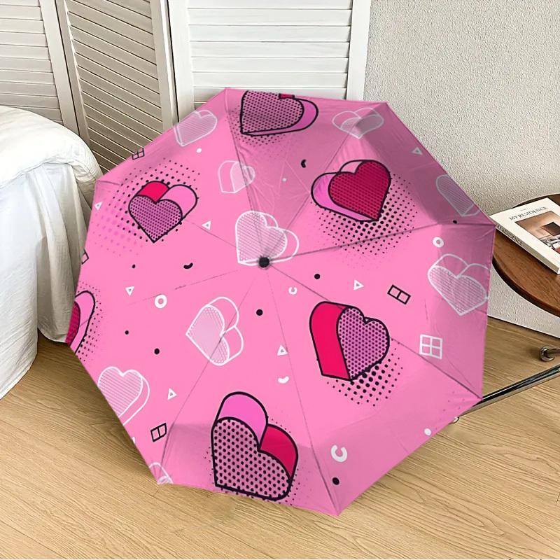 

1pc Heart beat Automatic Folding Umbrella - Portable Collapsible Design, 8-Rib Iron Frame, Playful Design yy251215241