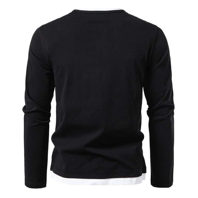 Men’s Plus Size Layered V-Neck Long Sleeve T-Shirt