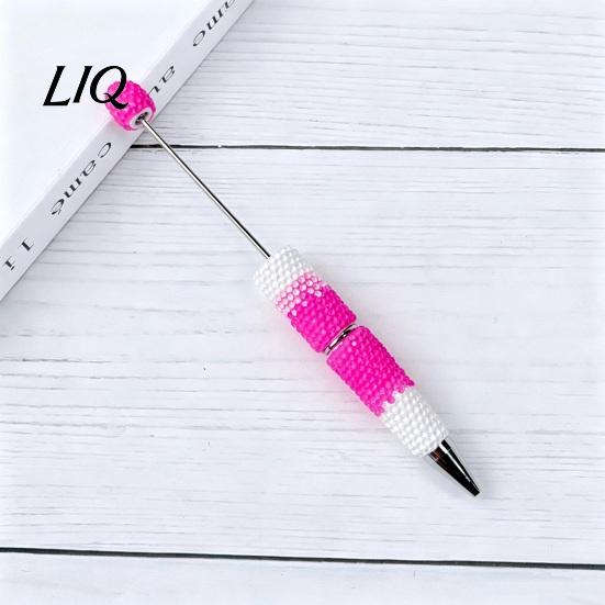 Novelty Rainbow Pens DIY Beadable Pen, Colorful Fancy Beaded Crafting Ballpoint Smooth Flow Gift for Students, Party Favors, Creative Office Supplies