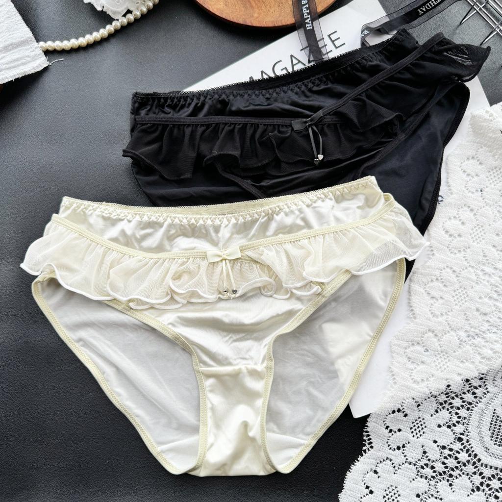 Girl Summer Pure To Sweet Sexy Lace Ice Silk Cotton Crotch Triangle Briefs