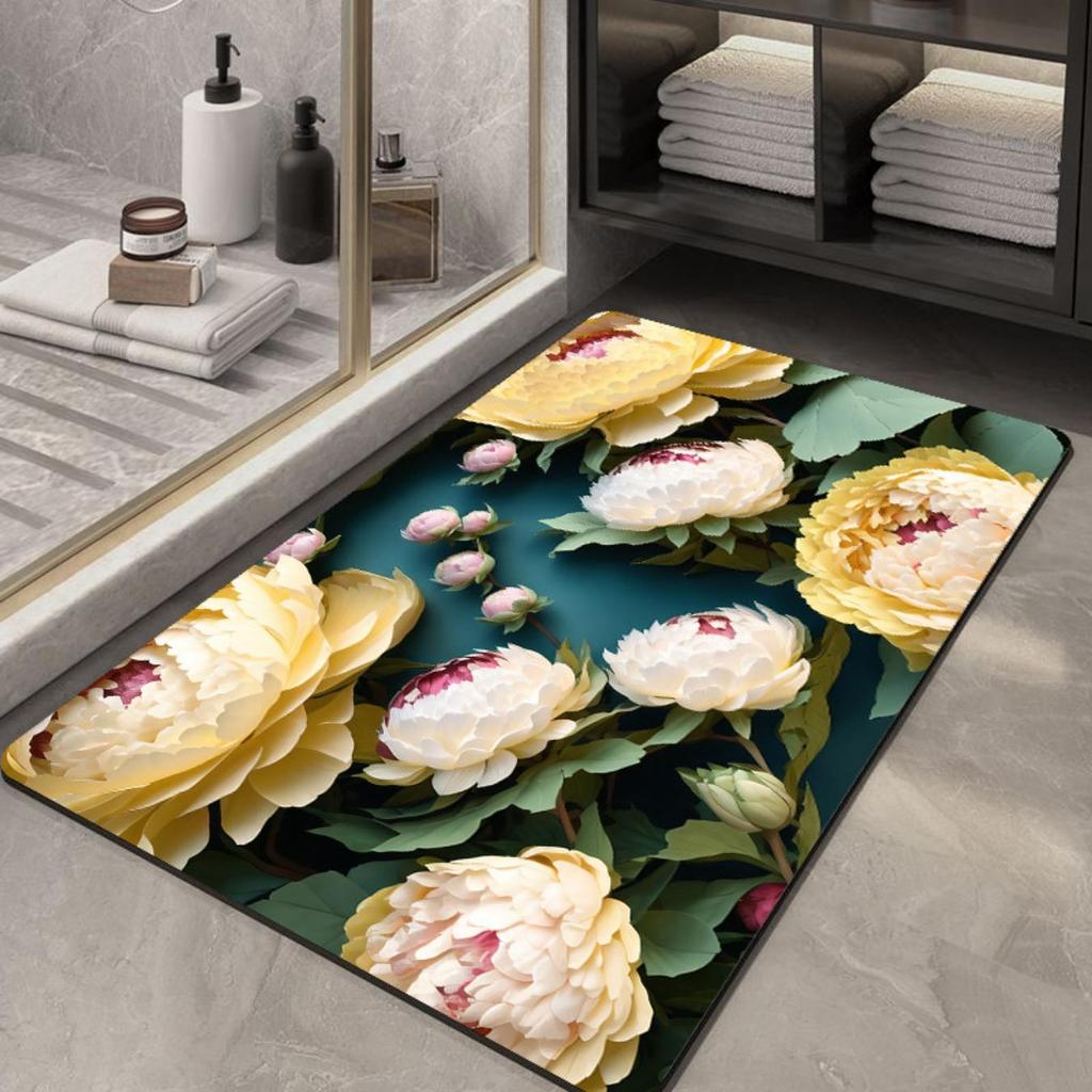 Diatom Printing Bathroom Thickening Mat Bath Non-slip Carpets In Wash Basin Bathtub Side Floor Rug Shower Room Doormat Memory Foam 3D Pad