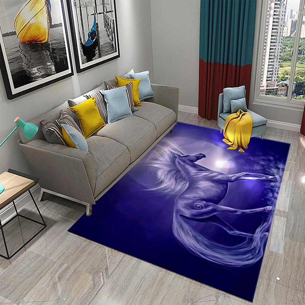 Cartoon Rainbow Cute Unicorn Area Rug Carpet Rug Living Room Children's Room Decor Kids Play Crawl Soft Non-slip Floor Mat Gift