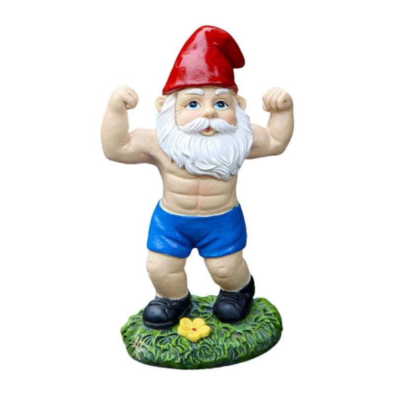 Садовые гномы Статуи Уличный Фитнес Тяжелая атлетика Уличные Садовые гномы Скульптура Украшения для Двора Газона В помещении